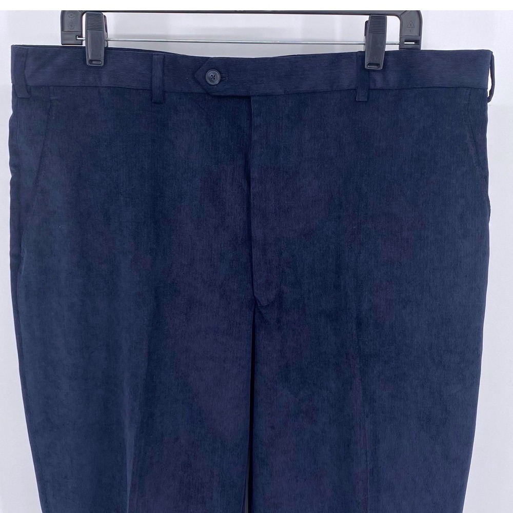 NEW Jos A Bank Micro Corduroy Pants Mens Joseph 38 Reg‎ Flat Front Blue Raw Hem